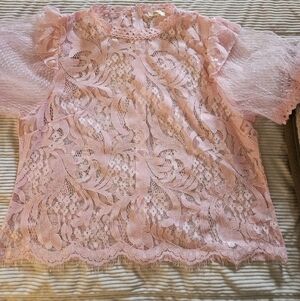 Peach Womens Pink Lace Top Size 3X
